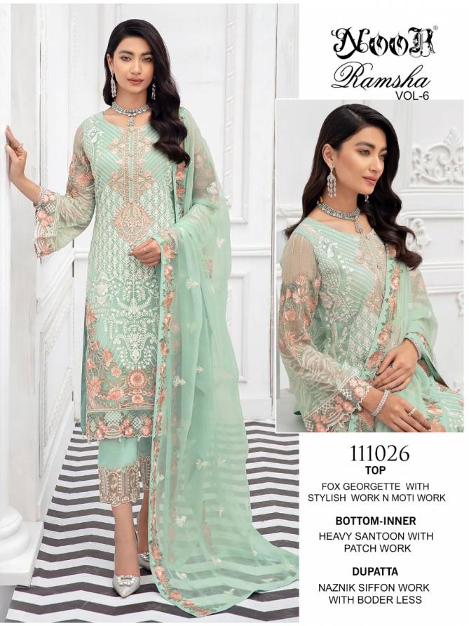 Noor Ramsha 6 Fancy Festive Wear Georgette Pakistani Salwar Kameez Collection